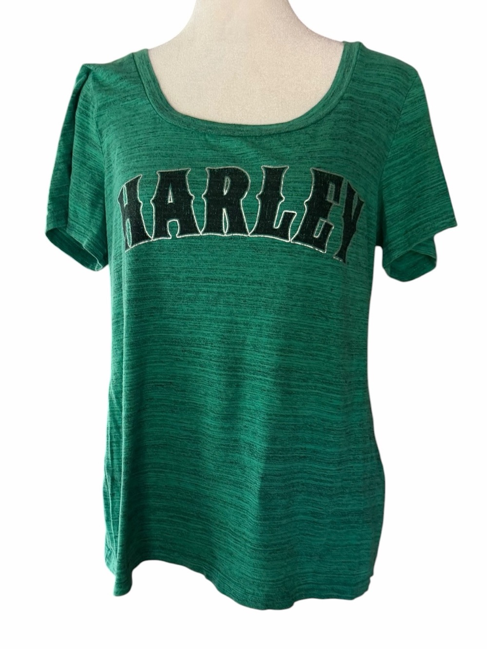 Harley Davidson Heathered Green Women’s Short Sleeve Scoop Neck Tee Shirt XL